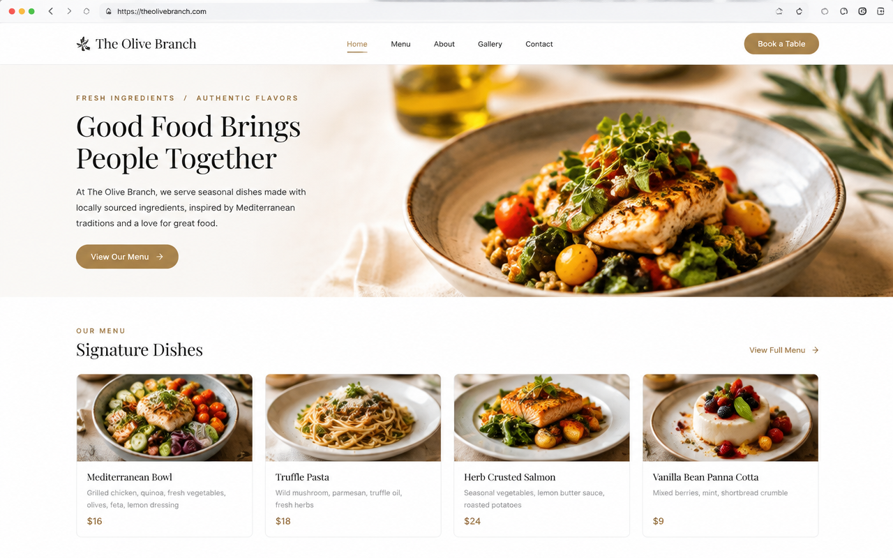 Screenshot of The Olive Branch — Restaurant